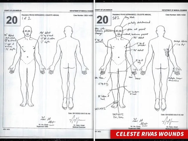 Medical Examiner report of Celeste Rivas Hernandez's fatal wounds
