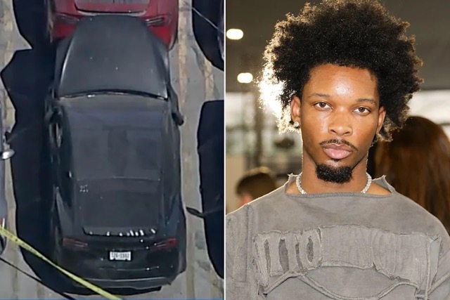 D4vd's Tesla and a headshot photo